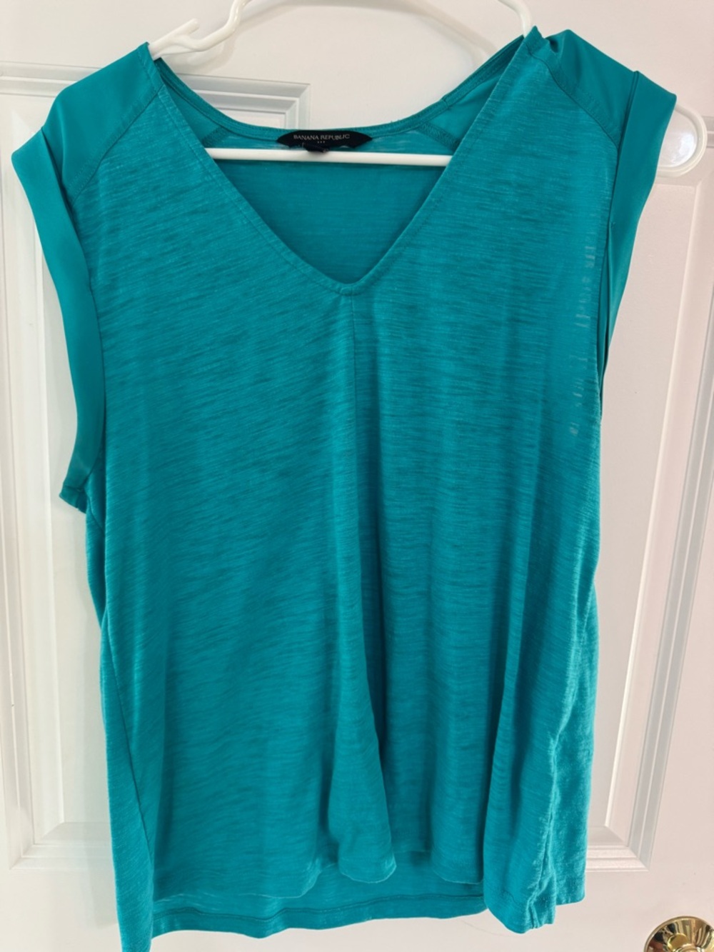 Banana Republic Teal V-Neck Cap-Sleeve Tank